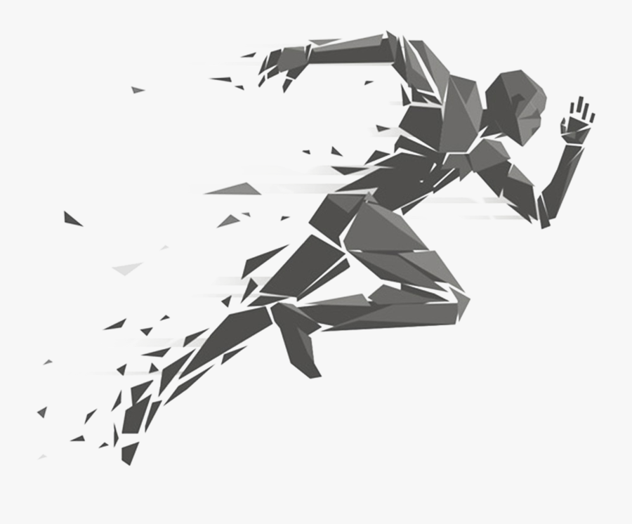 Geometry Running Illustration Man Free Download Png - Abstract Running Png, Transparent Clipart