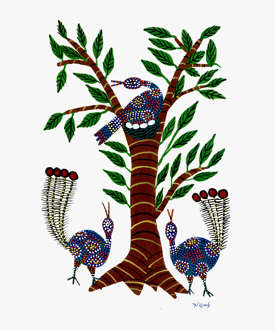 Gond Trees Paintings Clipart , Png Download - Bhil Painting, Transparent Clipart