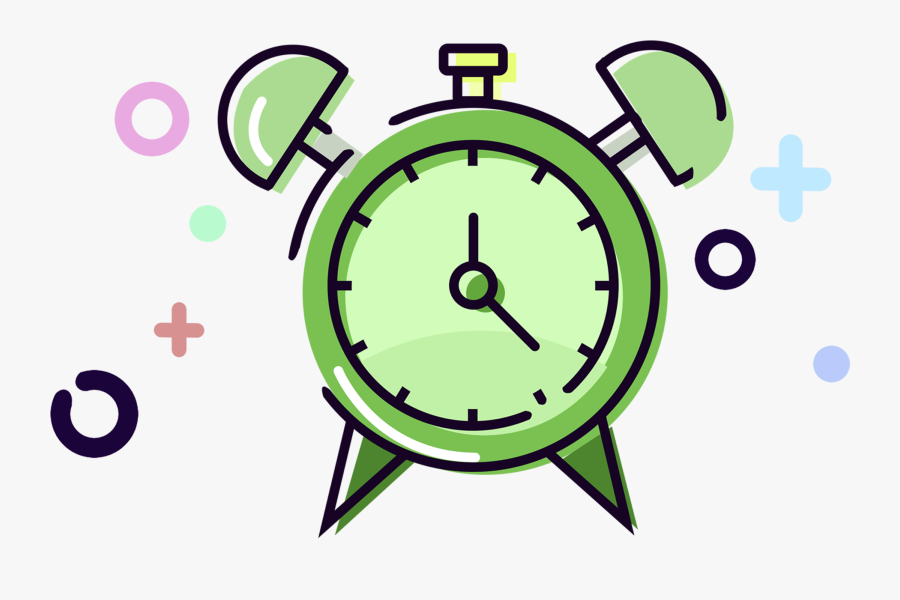Mbe Daily Necessities Green Alarm Clock Png And Psd - Time Icon Black And White, Transparent Clipart