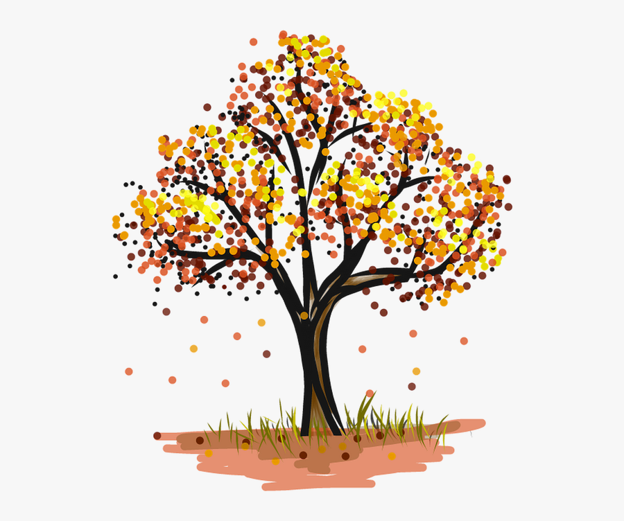 Tree, Deciduous Tree, Autumn, Colorful, Golden, Leaf - Gambar Pohon Musim Gugur, Transparent Clipart