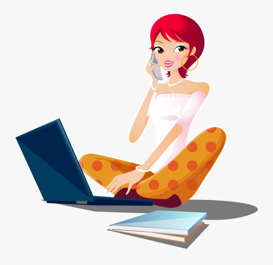 Png Cartoon Girl Call, Transparent Clipart