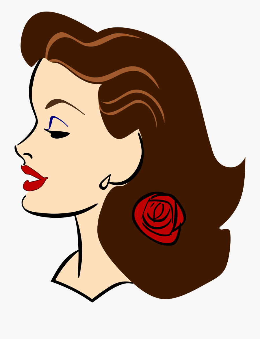 Female Smiling Profile Drawing, Transparent Clipart