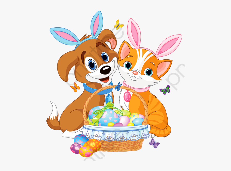 Cat Clipart Kitten Puppy - Happy Easter Dog And Cat, Transparent Clipart