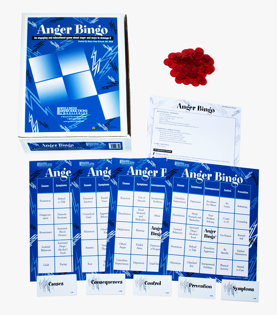 Anger Bingo Game For Adults - Cobalt Blue, Transparent Clipart