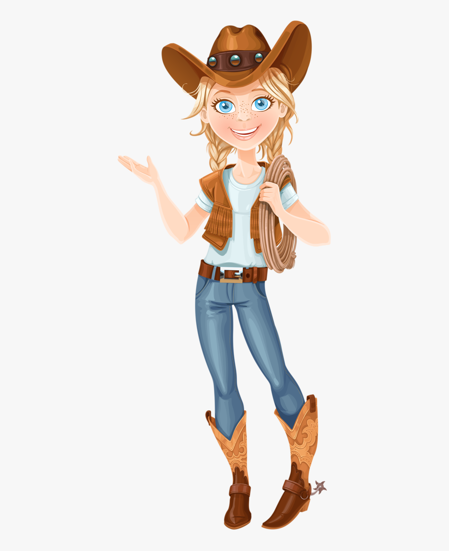 Cowboy E Cowgirl Pictogramme, Coloriage, Personnage, - Cowgirl Cartoon Characters, Transparent Clipart