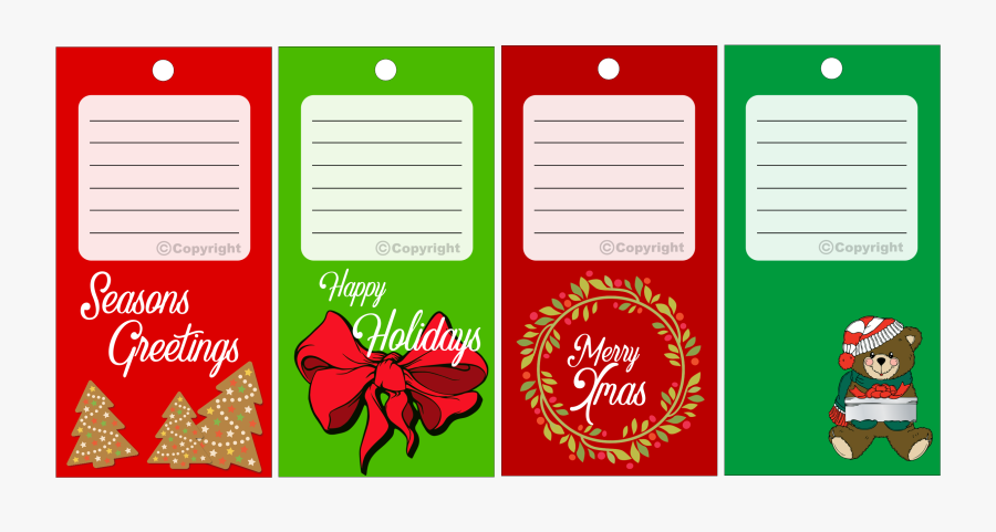 Xmas Gift Tag Set - Parallel, Transparent Clipart