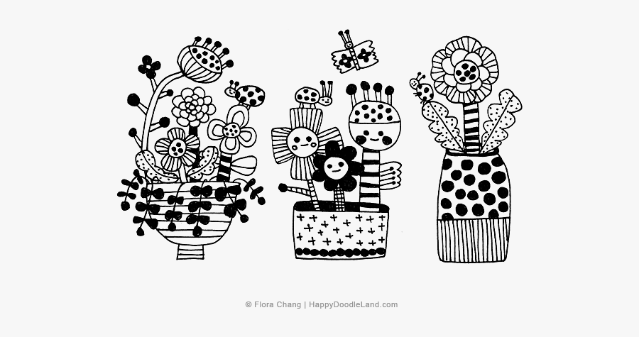 Happy Plant Doodle, Transparent Clipart