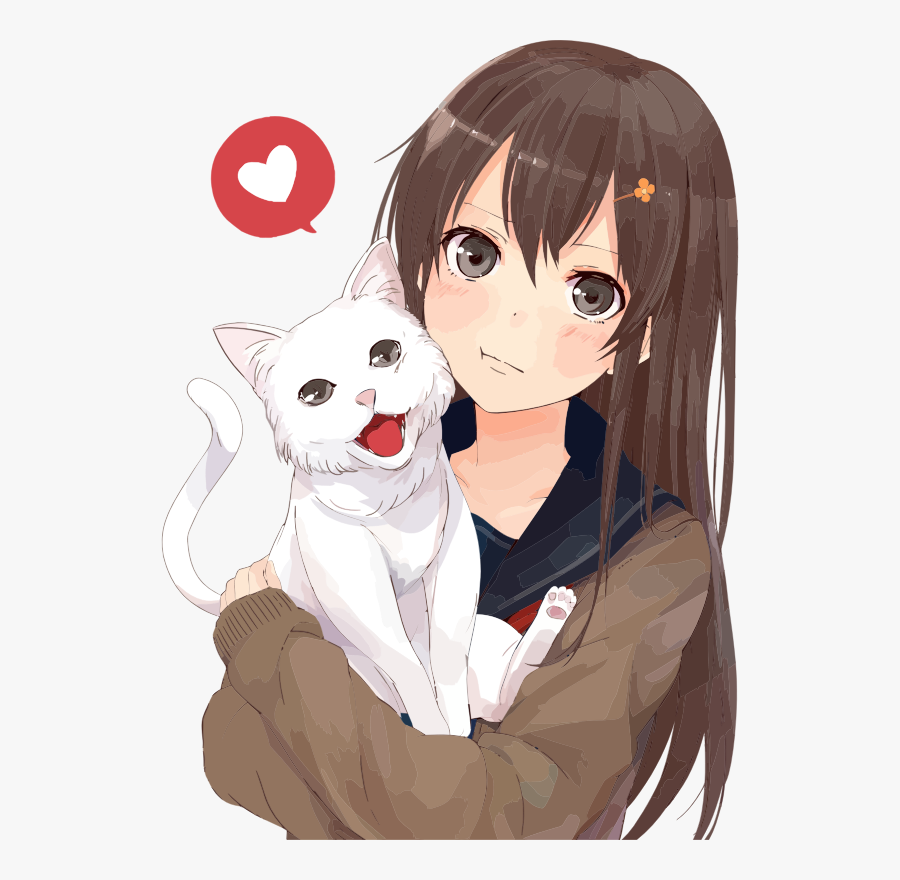 Girl Holding Cat Png - Animated Girl And Cat, Transparent Clipart