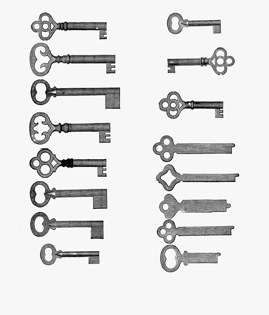 Vintage Key Clip Art Collage - Old Keys Collage, Transparent Clipart