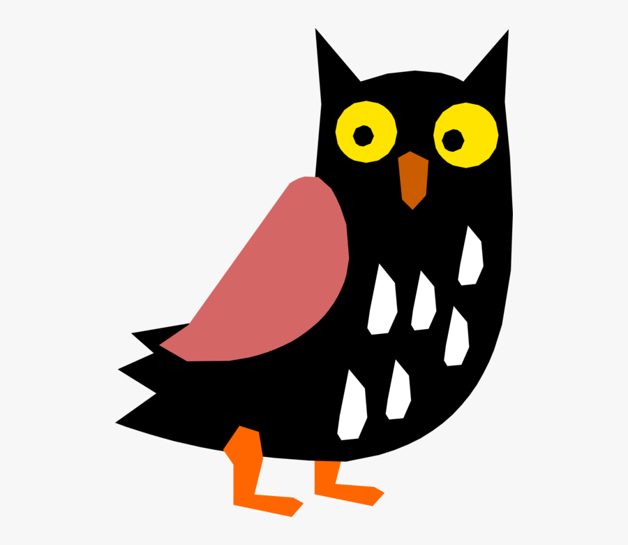 Vector Illustration Of Wise Old Owl Bird Symbol Of - Cartoon, Transparent Clipart