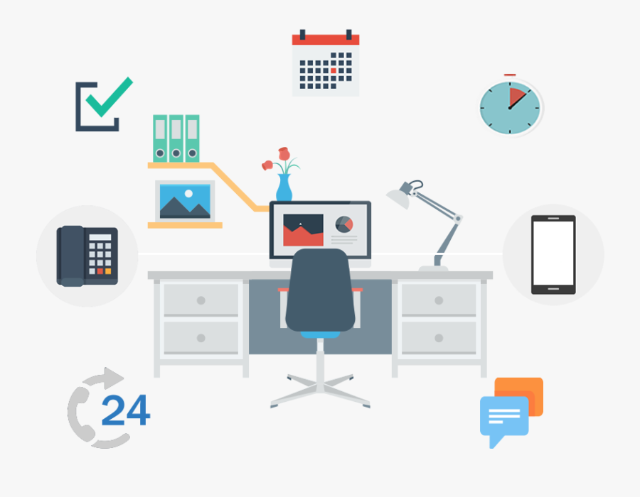 Business Phone Systems - Computer Desk, Transparent Clipart