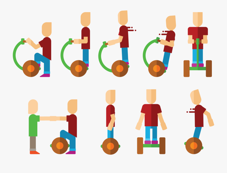 Playing Segway Vector, Transparent Clipart