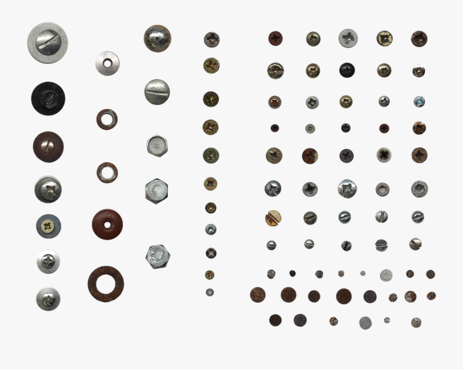 Screw, Nail, Washer, Stainless, Metal, Iron, Background - Portable Network Graphics, Transparent Clipart