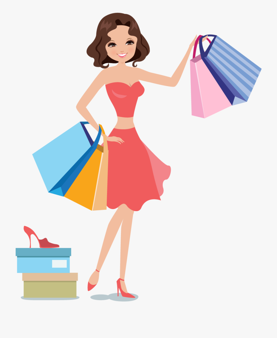 Shopping Woman Icon - Women Shopping Vector Png, Transparent Clipart