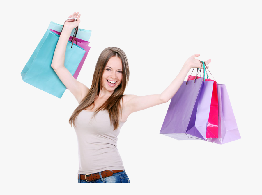 Girl With Shopping Bags Png, Transparent Clipart