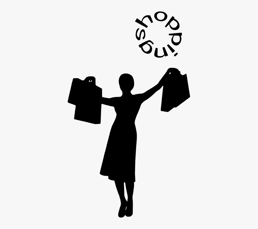 Silhouette Of Woman Shopping Free, Transparent Clipart