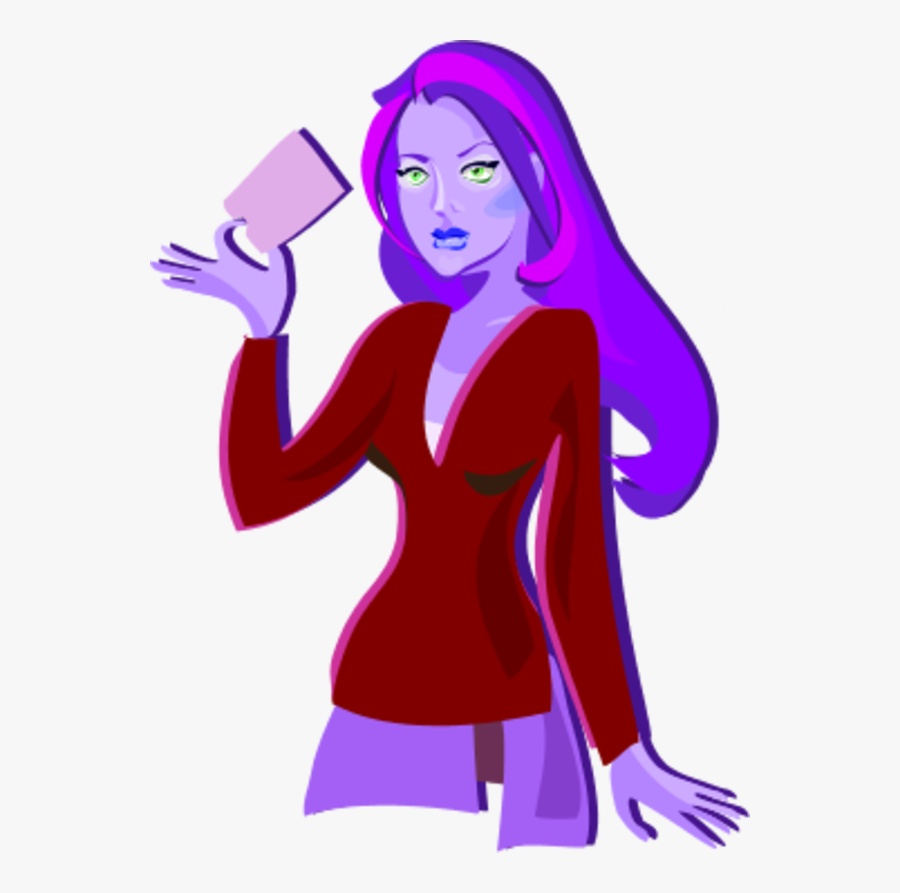 Woman Holding A Card - Vector Graphics, Transparent Clipart