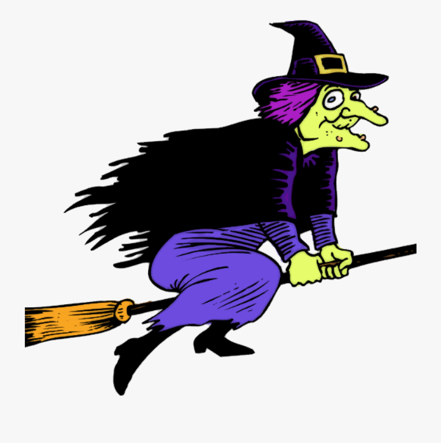 Witch On Broom Clipart This Cartoon Clip Art Of A Witch - Witch Clipart, Transparent Clipart