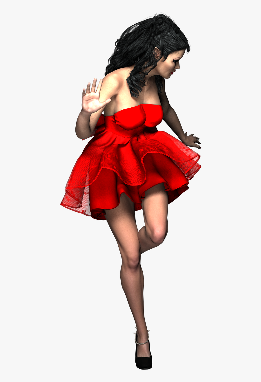 Lady Elf Red Dress Girl Woman Png Image - Cocktail Dress, Transparent Clipart
