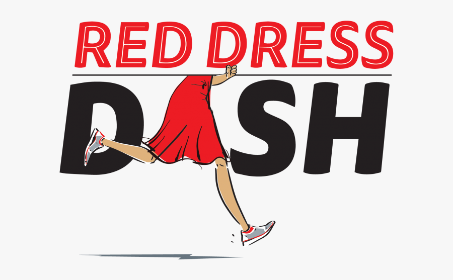 Red Dress Dash Logo With Cartoon Woman Legs Standing - Jumping, Transparent Clipart
