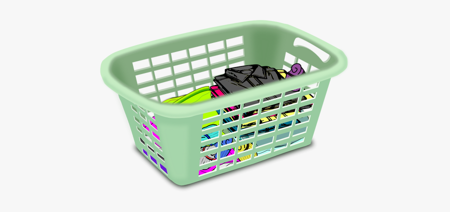 Basket With Dirty Laundry Vector Clip Art - Clip Art Of Basket, Transparent Clipart
