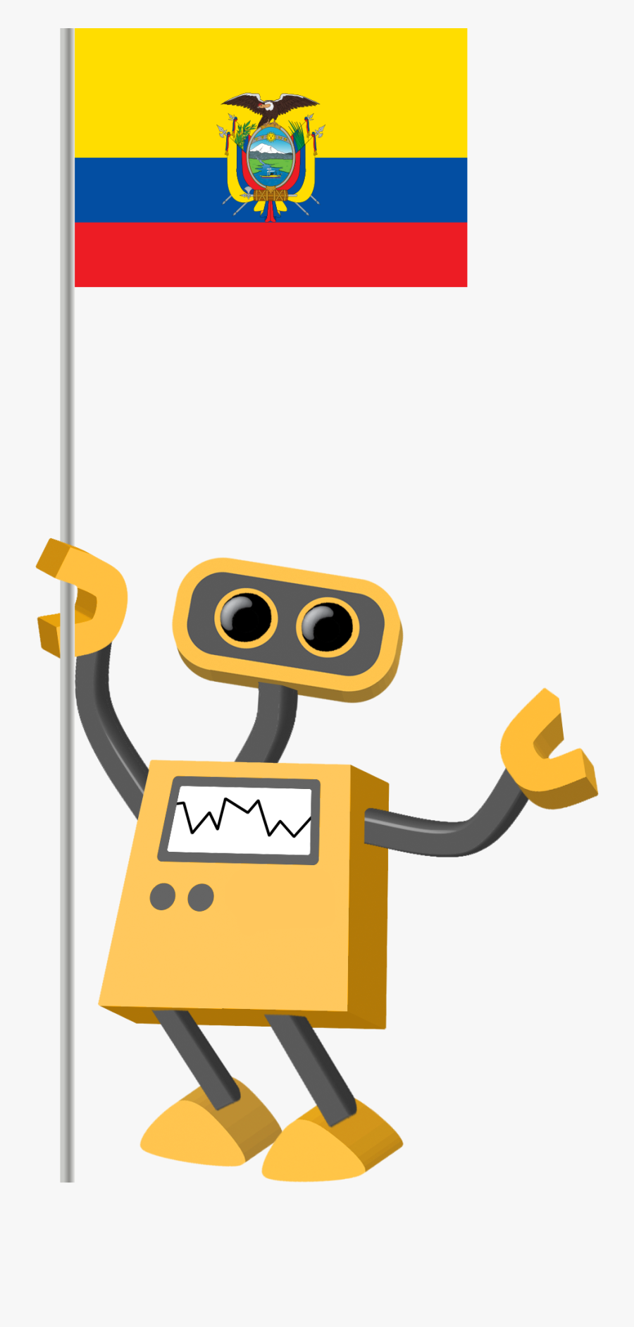 Flag Bot, Ecuador - Robot With Stop Sign, Transparent Clipart
