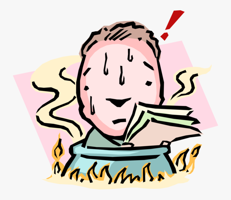 Vector Illustration Of In Hot Water Idiom Businessman - Hot Water Idiom, Transparent Clipart