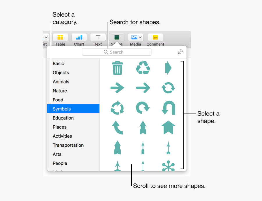 Numbers For Mac - Shapes In Numbers, Transparent Clipart