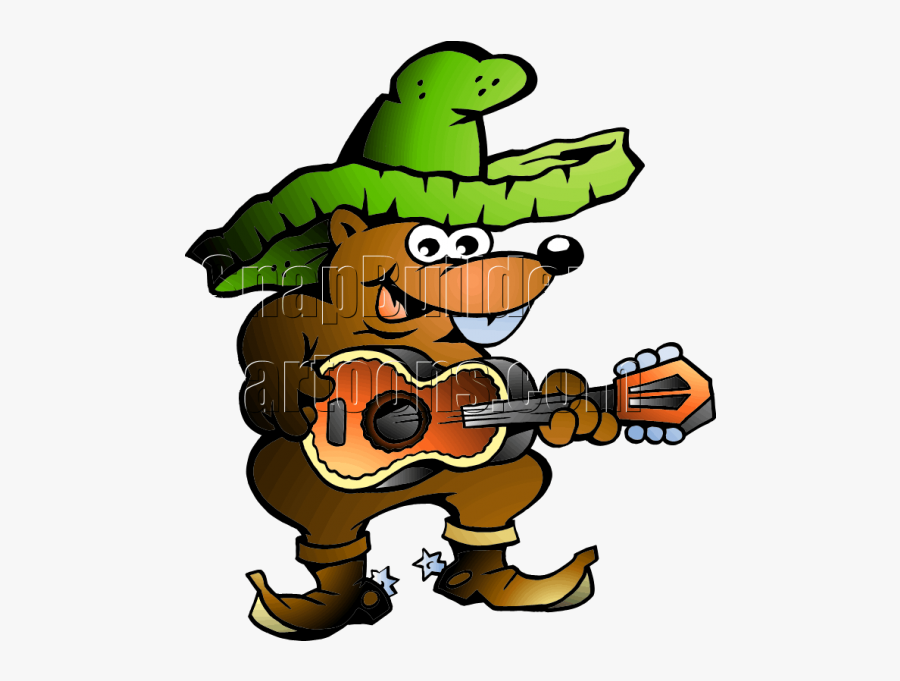 Mole Playing Guitar - Poul Carlsen * Tegning, Transparent Clipart