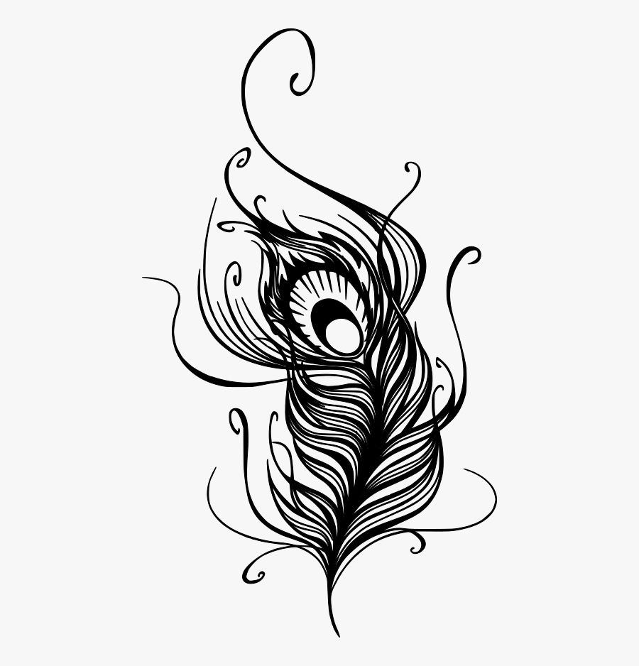 Peacock Feather Tattoo Designs Drawing Clipart , Png - Black Peacock Feather Tattoo, Transparent Clipart
