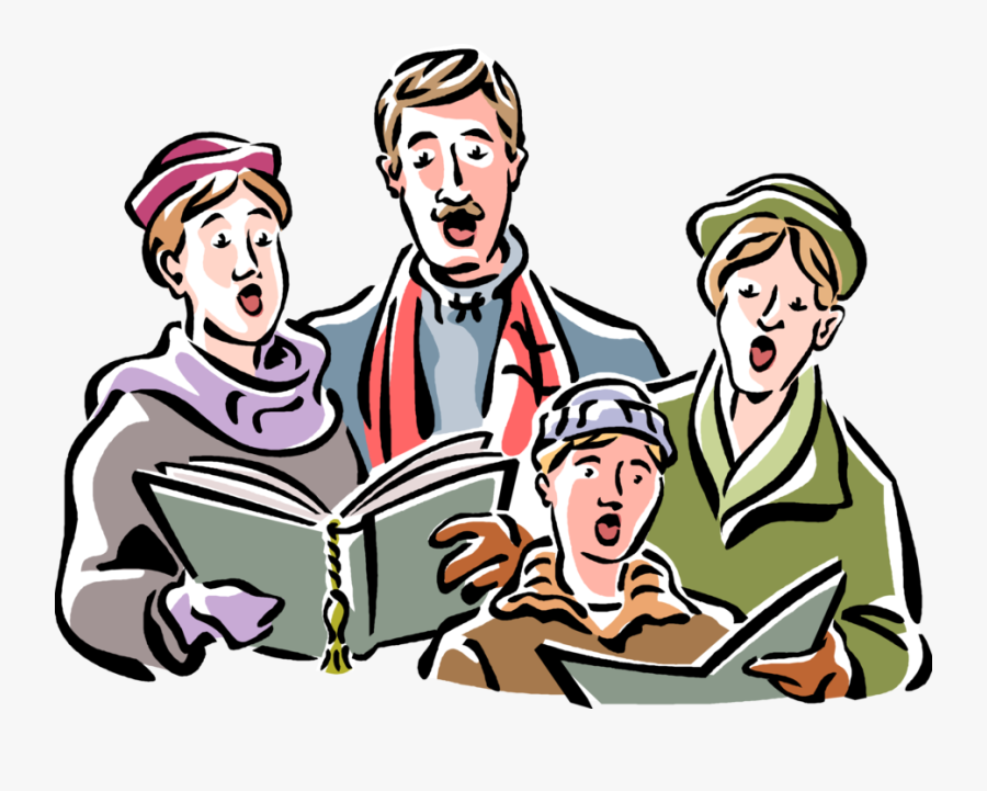 Singer Vector Carol - Group Of Christmas Carolers Clipart, Transparent Clipart