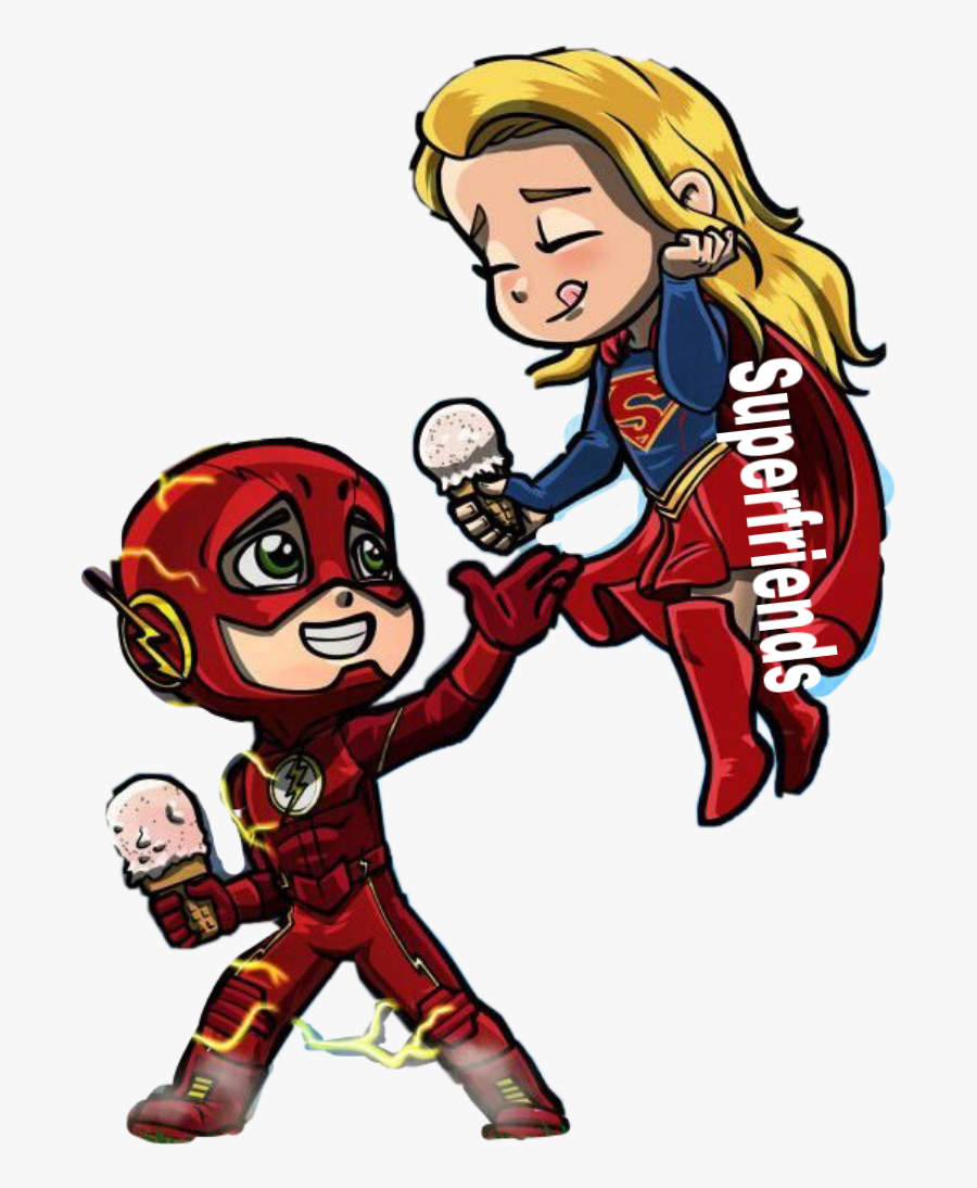 #flash #supergirl #flashxsupergirl #superfriends #superflash - Super Friends Flash And Supergirl, Transparent Clipart