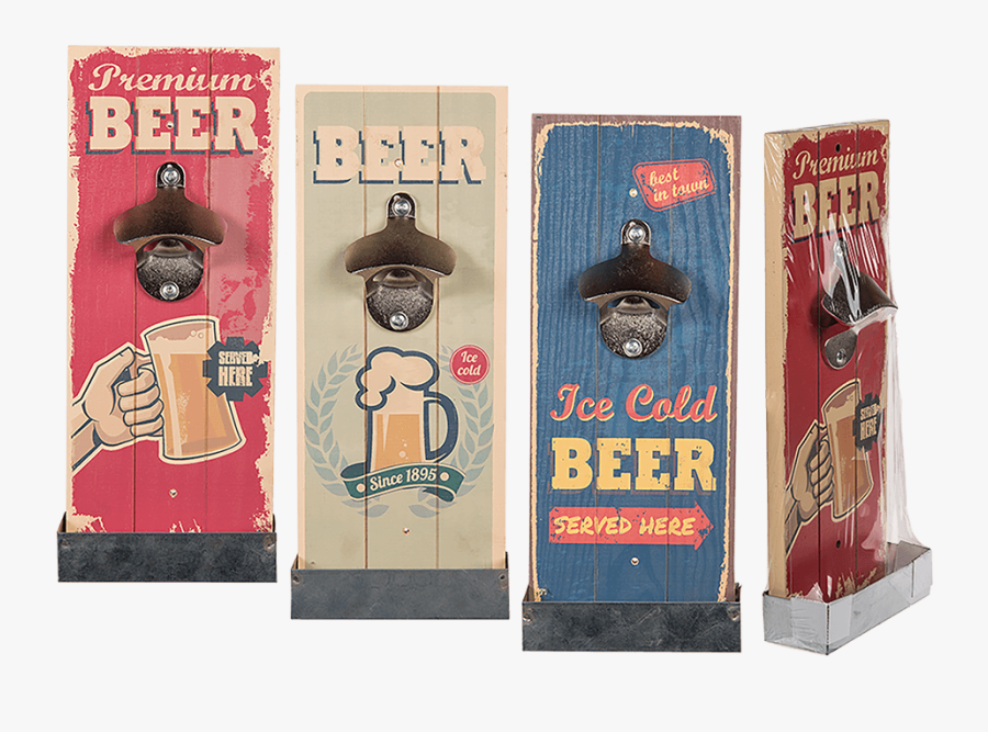 Metal Bottle Opener On Wooden Vintage Board With Bottle - Otwieracz Do Piwa Na Ścianę, Transparent Clipart