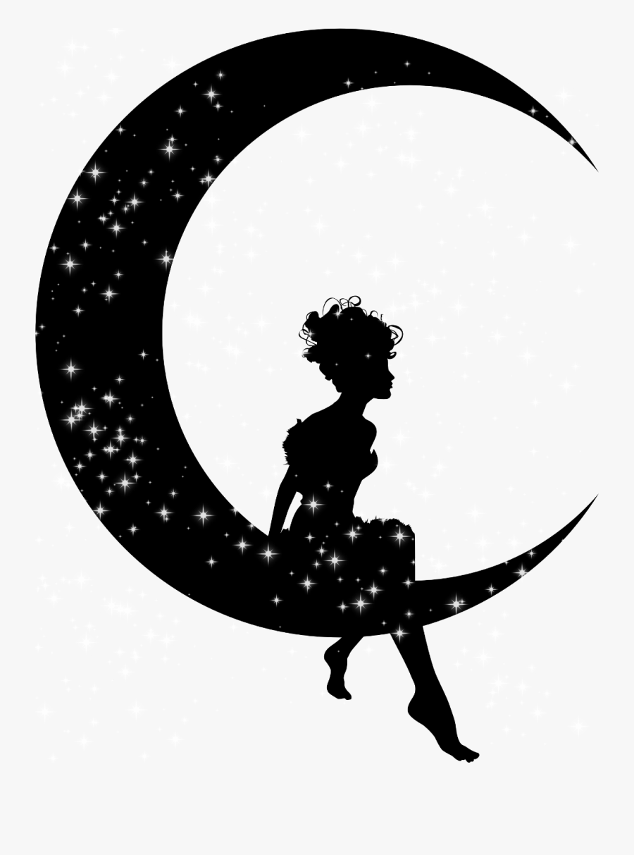 #moon #origfte #girl #girls #night #freetoedit - Crescent The Moon Drawing, Transparent Clipart