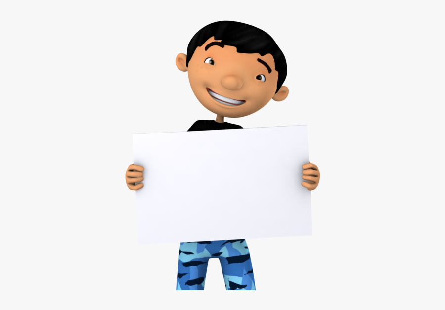 3d Cartoon Holding Banner, Transparent Clipart