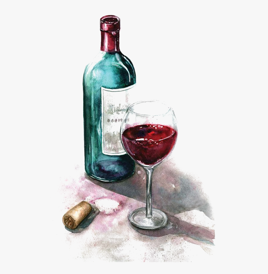 Of Watercolor Glass Painting Red Wine Clipart - Wine Bottle Pouring Drawing, Transparent Clipart