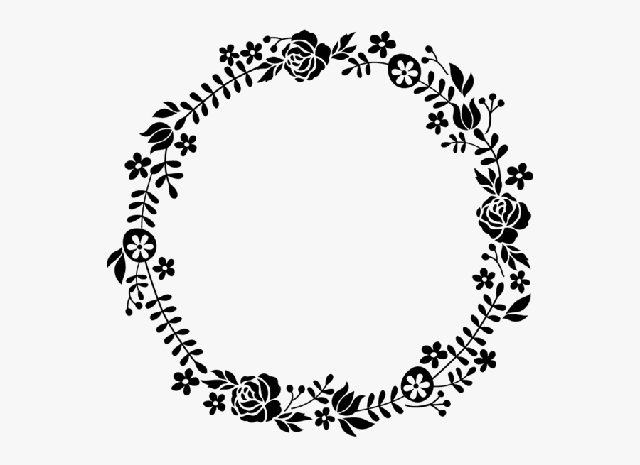 #border #frame #wreath #circle #round #fleaves #floralwreath - Flower Round Border Black And White, Transparent Clipart