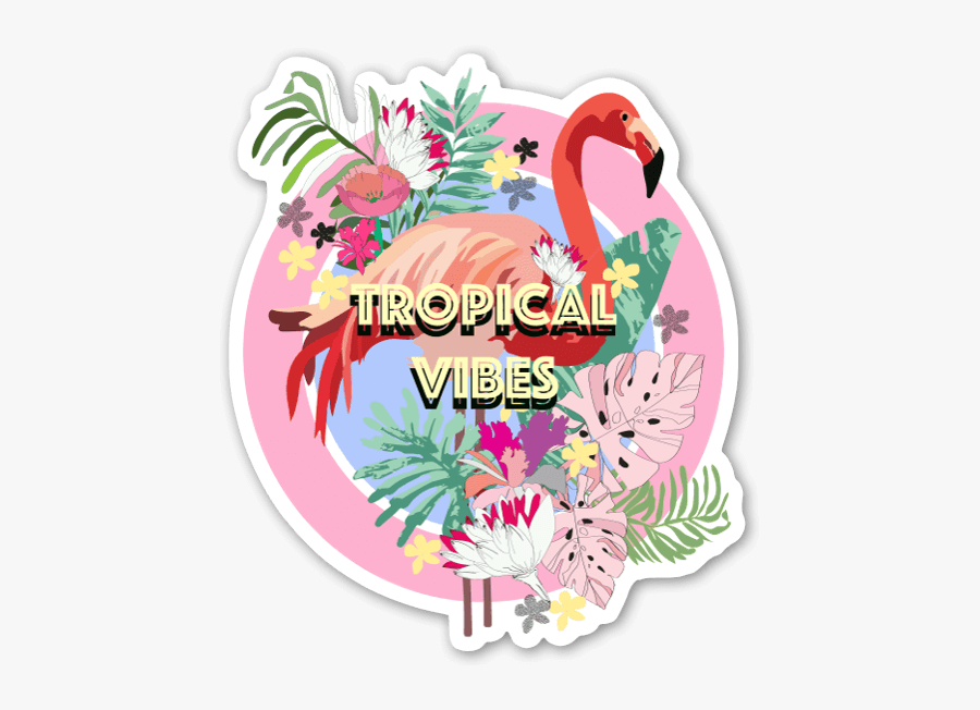 Flamingo Transparent Tropical Clip Art - Tropical Vibes Sticker, Transparent Clipart