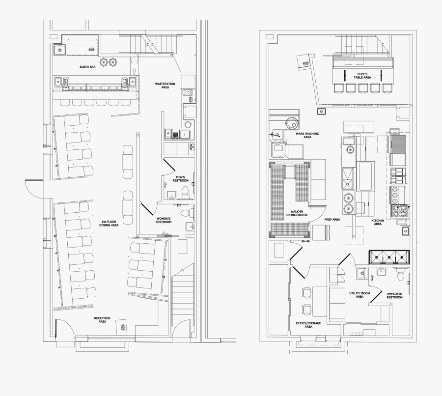 Clip Art Restaurant Design Layouts - Japanese Restaurant Kitchen Layout, Transparent Clipart