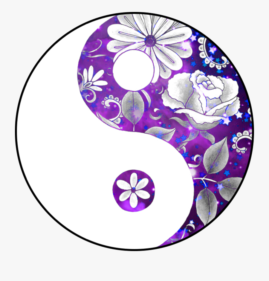 Yinyang Yinandyang Roses Purple Sparkles - Drawings Of Yin And Yang, Transparent Clipart