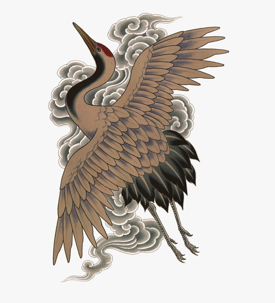 #tattoo #irezumi #bird #cranes #yakuza #ninja #backtattoo - Irezumi Crane, Transparent Clipart