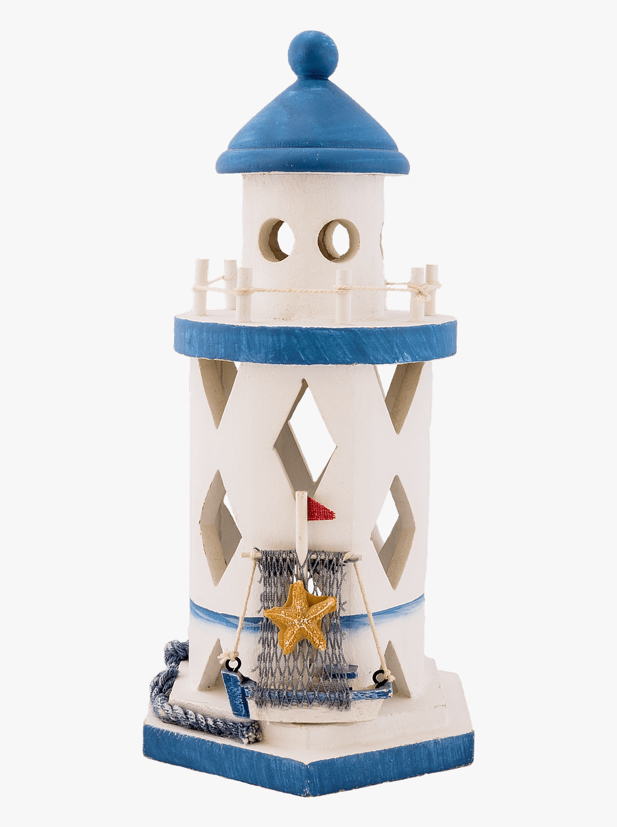 Lighthouse White And Blue Toy - Lighthouse Figurine Png, Transparent Clipart