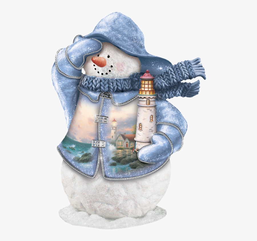 Snowman Holding A Lighthouse, Transparent Clipart