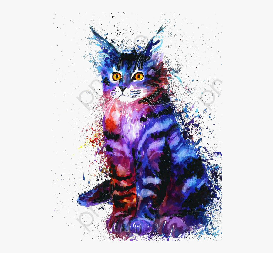 Cat Clipart Watercolor - Acuarela Png Cat, Transparent Clipart