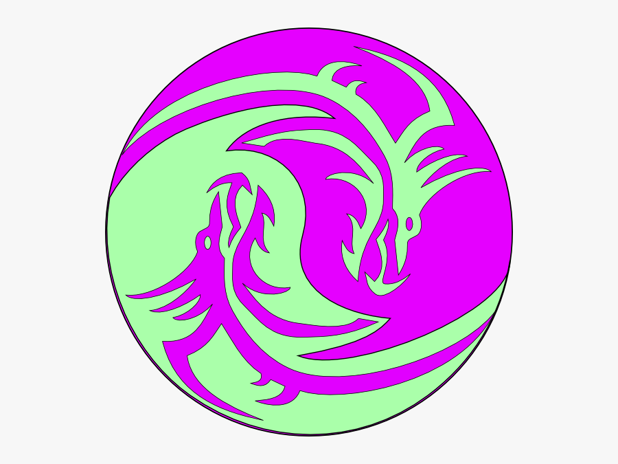 Dragon Clipart Purple Dragon - Yin Yang Dragon Symbol, Transparent Clipart