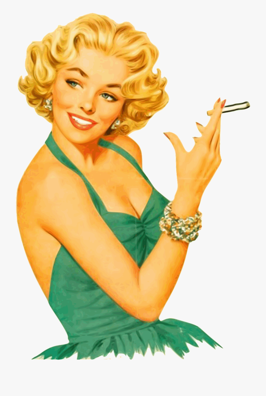 Pin Up Girl Smoking, Transparent Clipart