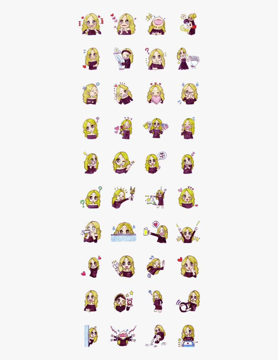 Blonde Girl - Otome Line Stickers, Transparent Clipart