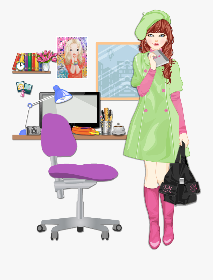 Blonde Girl Going College In Room With Black Bag Png, Transparent Clipart
