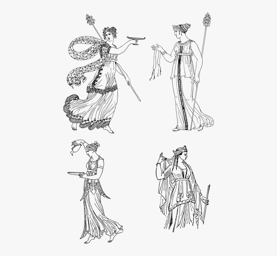 Standing,line Art,victorian Fashion - Costumes Of The Greeks And Romans Thomas Hope, Transparent Clipart