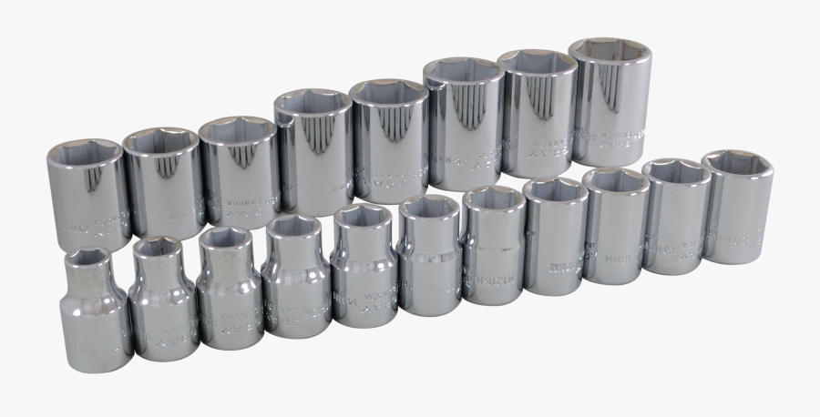 19 Piece 6 Point Standard Metric Socket Set - Tool Sockets, Transparent Clipart
